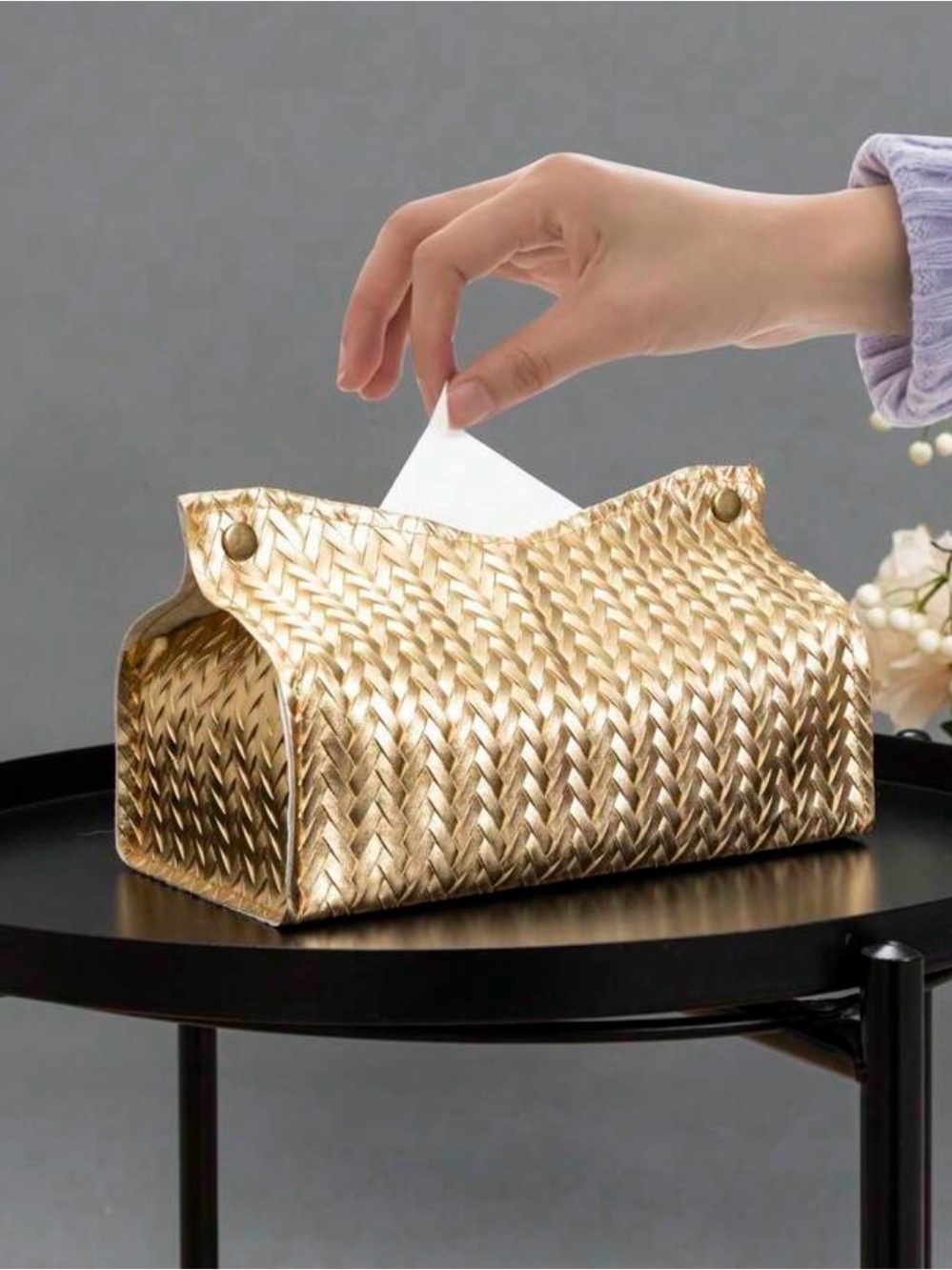 1pc Wheat Herringbone Pattern Tissue Holder